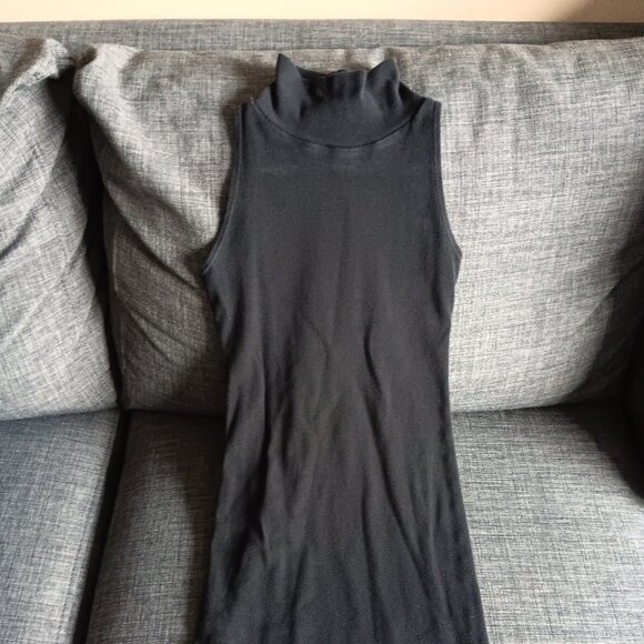 American Apparel Sleeveless Turtleneck Dress Black Short Bodycon Size L - Picture 3 of 6